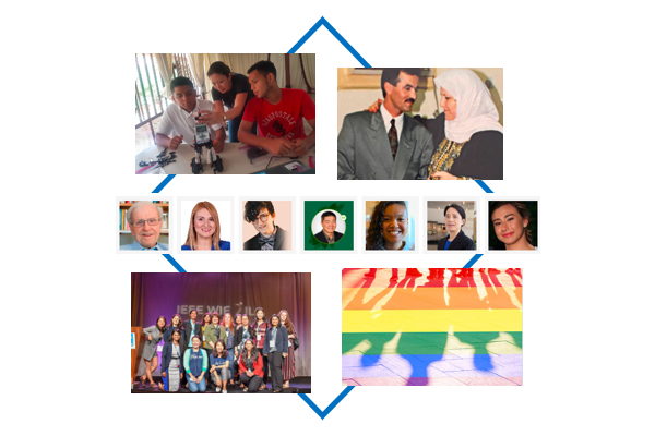 Images of people of diverse background, races, ethnicities, genders/sexes, and abilities.